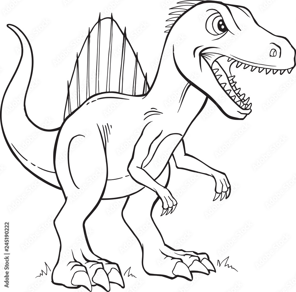 Poster spinosaurus dinosaur loring page vector illustration art