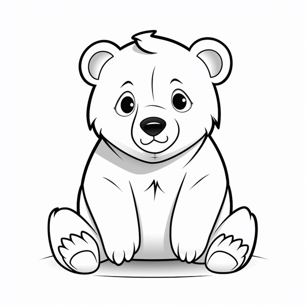 Kermode bear spirit bear doodle charm flat coloring book kawaii line art foto premium