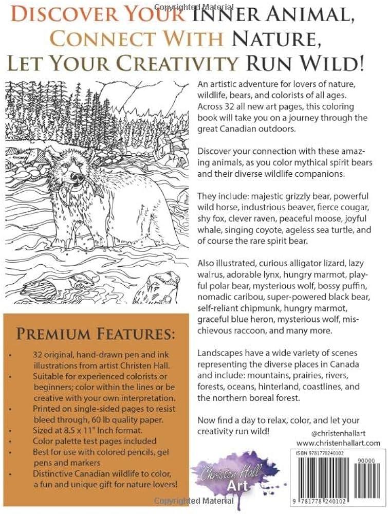 Spirit bear a canadian coloring book by hall christen