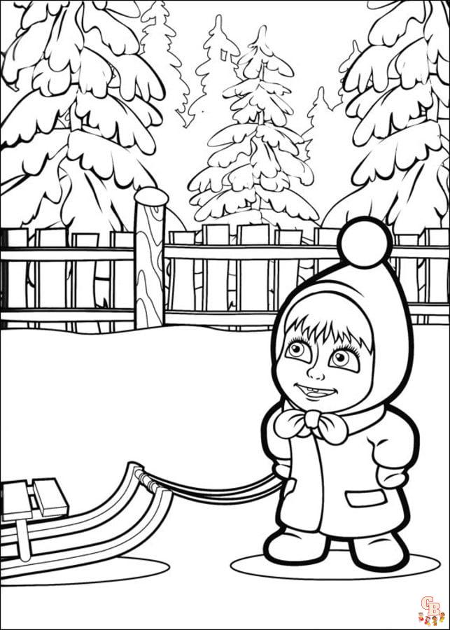 Get creative with masha coloring pages