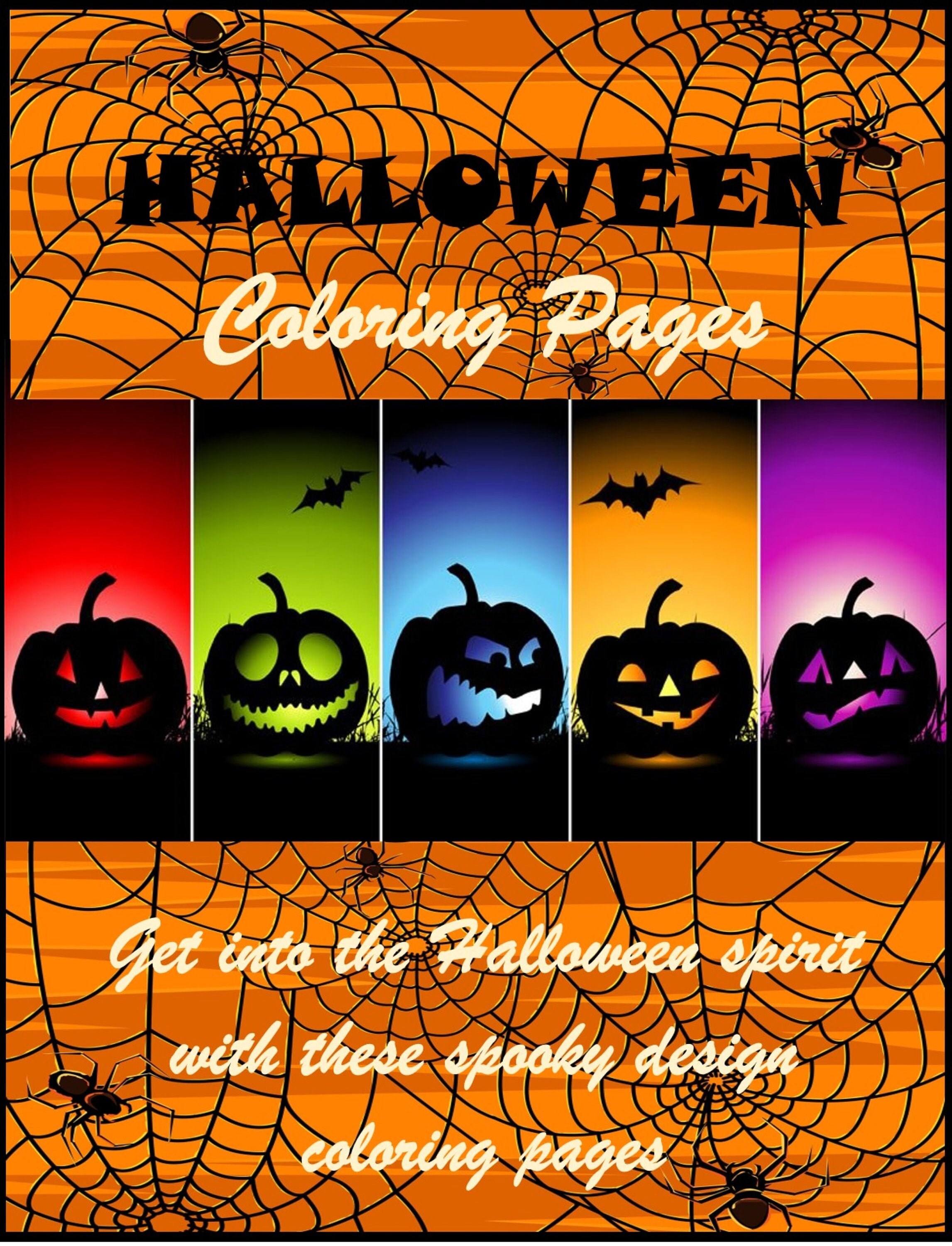 Halloween coloring pages printable halloween coloring pages for kids boys girls teens halloween party activity instant download