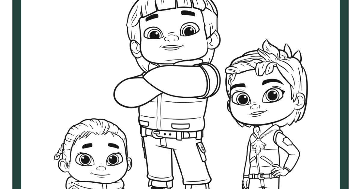 Spirit rangers characters coloring page