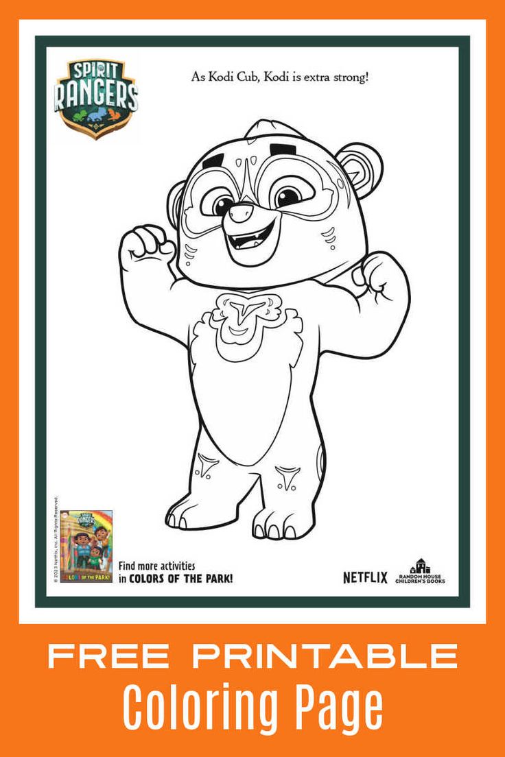Spirit rangers kodi cub coloring page angel coloring pages coloring pages free printable coloring pages