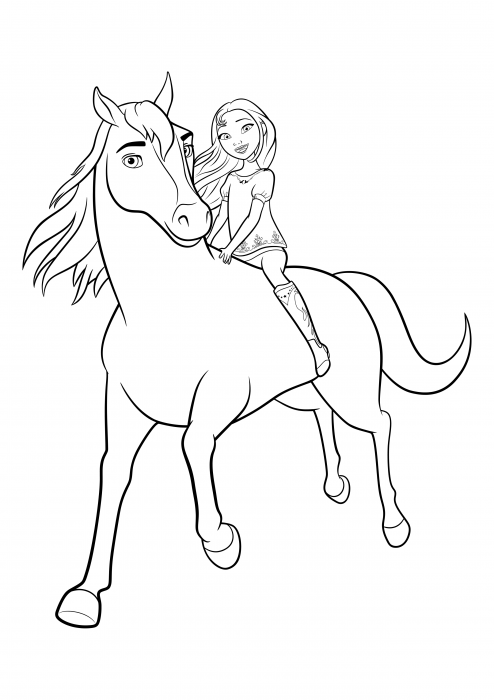 Lucky rides on spirit coloring pages spirit horse racing free coloring pages