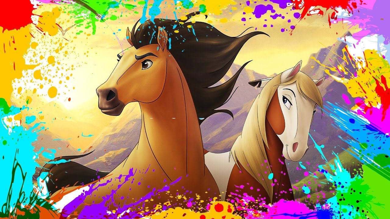 Painting spirit stallion of the cimarron coloring book pages for kids paint and color spirit