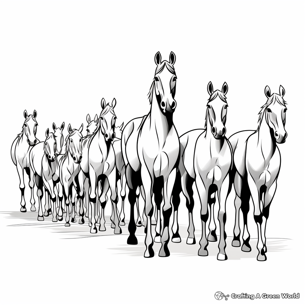 Herd of horses coloring pages