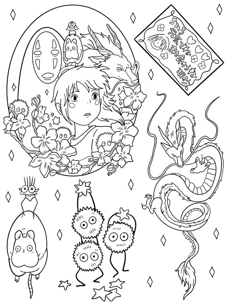 Spirited away cat kingston tattoo coloring book art coloring books ghibli tattoo