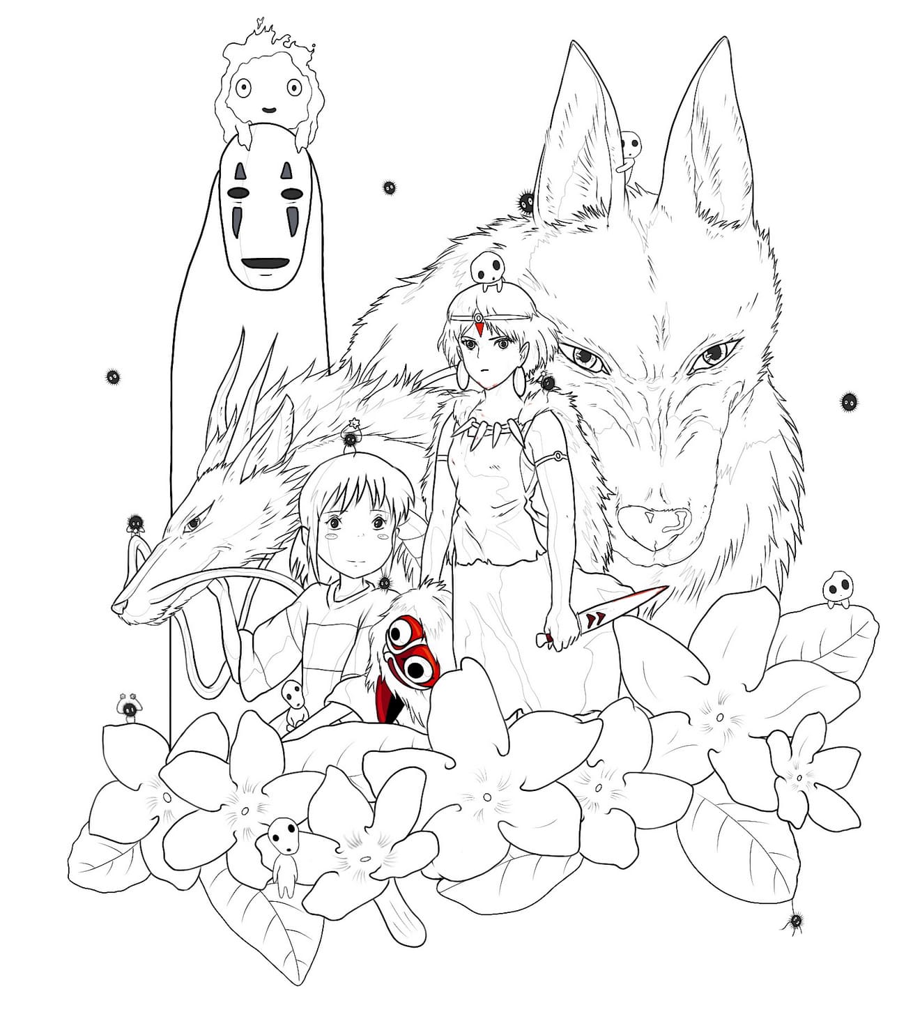 Spirited away coloring pages
