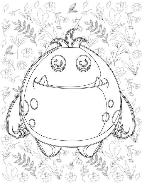 Premium vector monster coloring page monster vector monster white and black monster coloring for kids