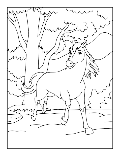 Premium vector printable horse coloring pages for kids