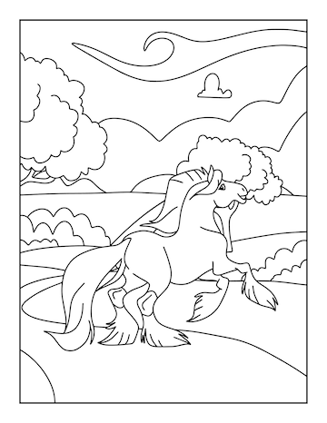 Premium vector printable horse coloring pages for kids