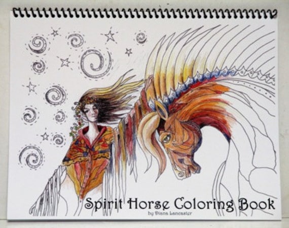 Spirit horse adult coloring book spiral bound