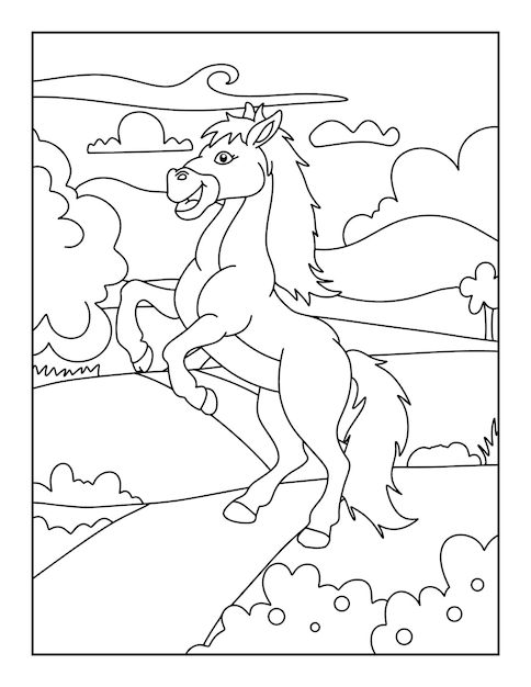 Premium vector printable horse coloring pages for kids