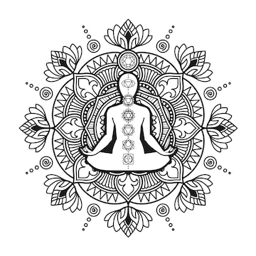 Premium vector yoga mandala design coloring page adult or t