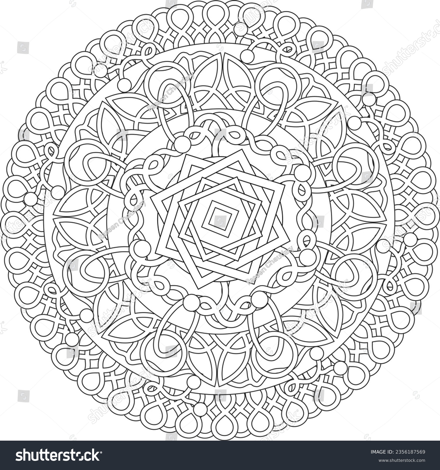 Spiritual symbol motif adult coloring page stock vector royalty free