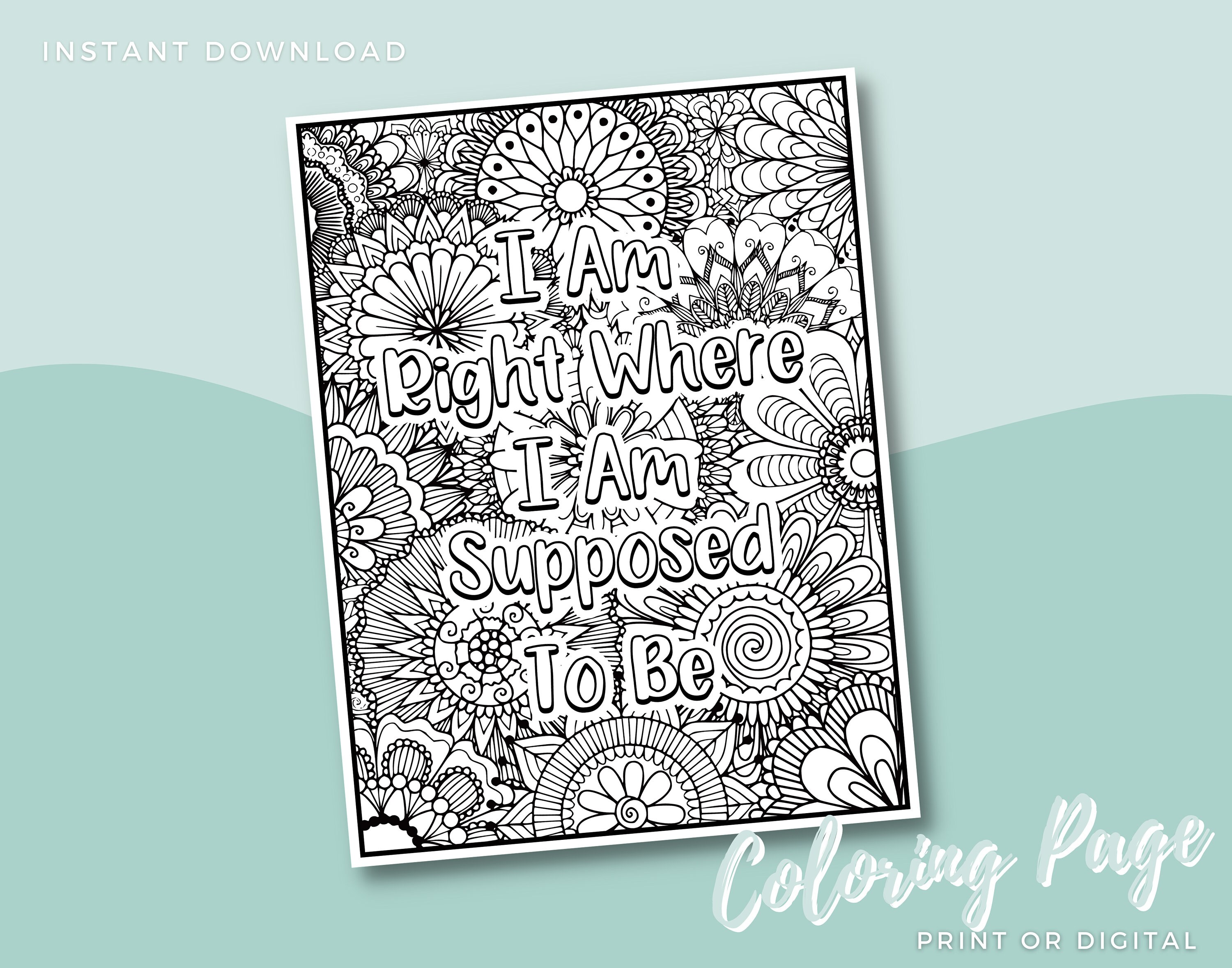 Mantra spiritual coloring pages witchy printable adult coloring pages esoteric coloring instant download change is good instant download