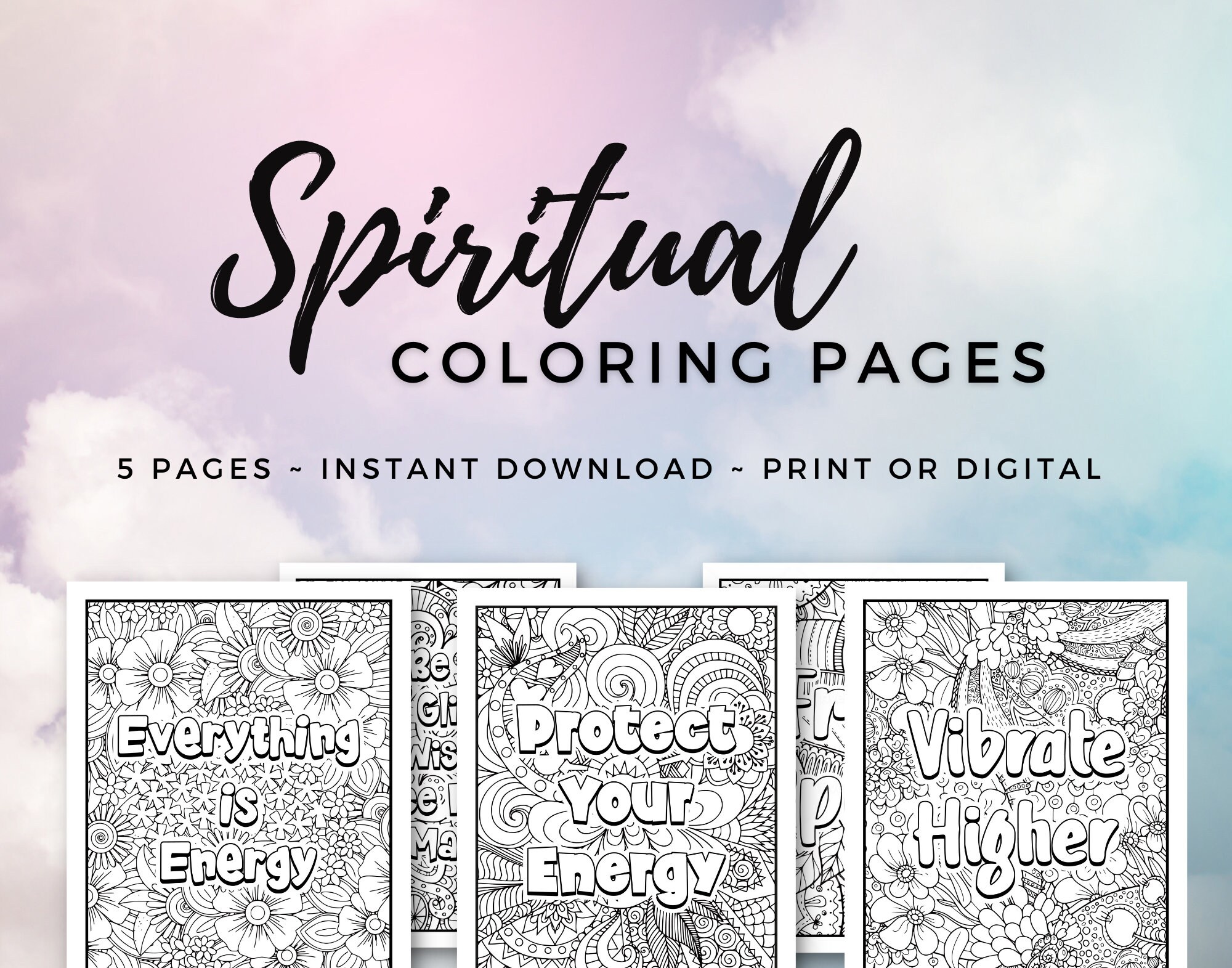 Spiritual coloring pages witchy printable adult coloring pages all age coloring pages esoteric coloring instant download energy work