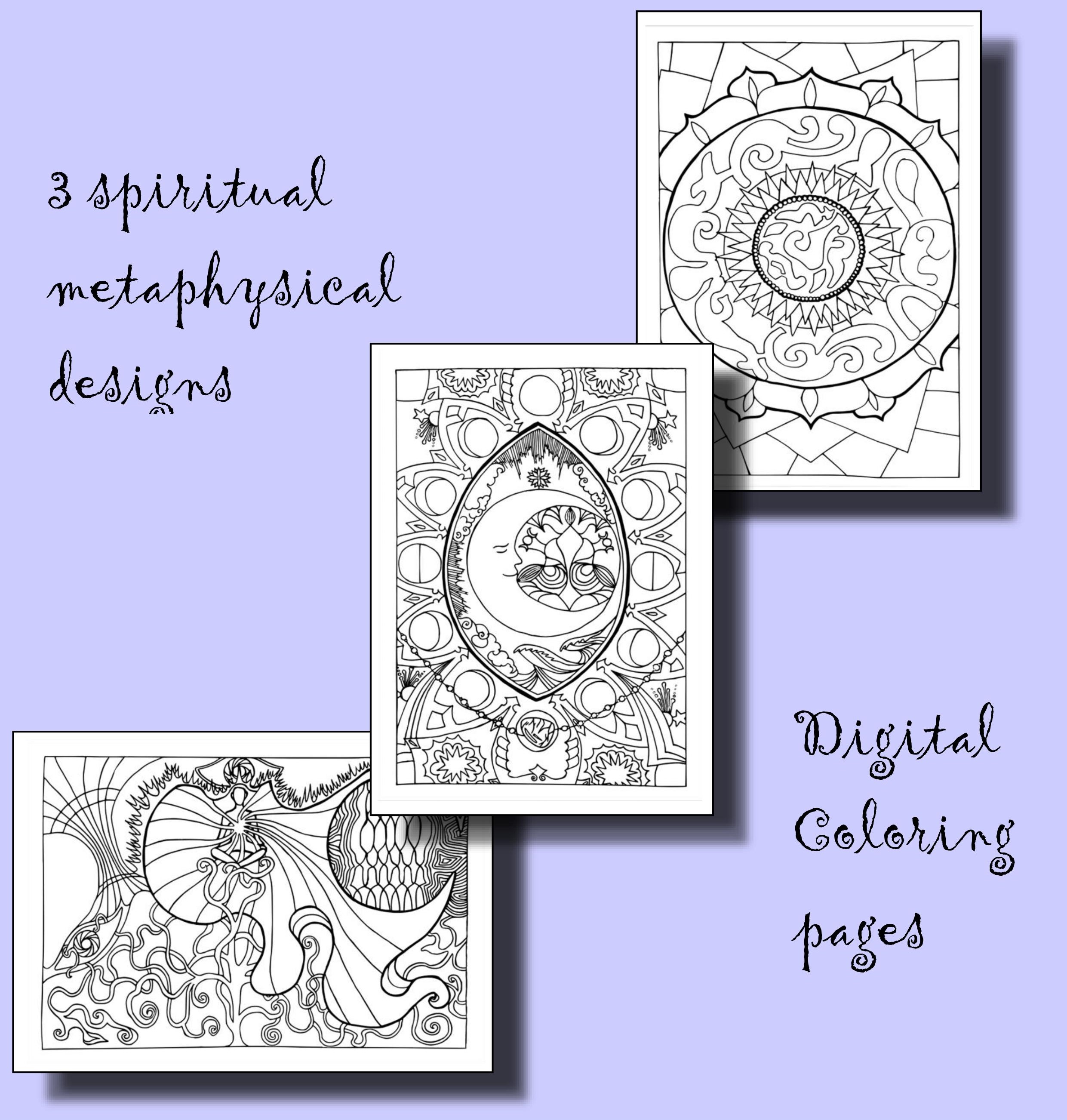 Spiritual metaphysical designs digital coloring pages