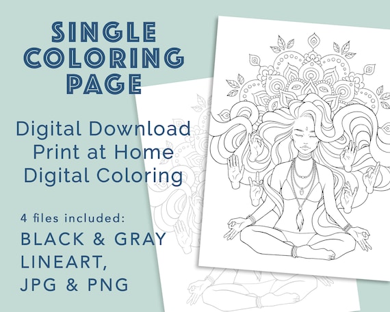 Meditation printable coloring page digital coloring mudra mandala bohemian artwork spiritual coloring page relax print at home