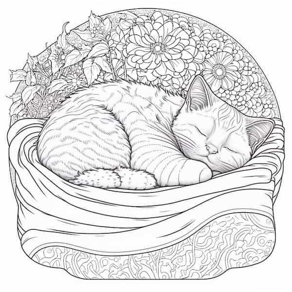 Cute cat coloring pages for kids and adults