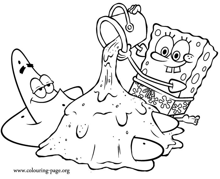 Spongebob and patrick playing in the sand coloring page summer coloring pages beach coloring pages crayola coloring pages