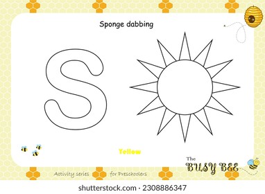Coloring sheets sponge dabbing preschool stock illustration