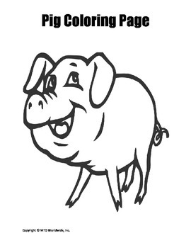 Printable pig coloring page worksheet by lesson machine tpt