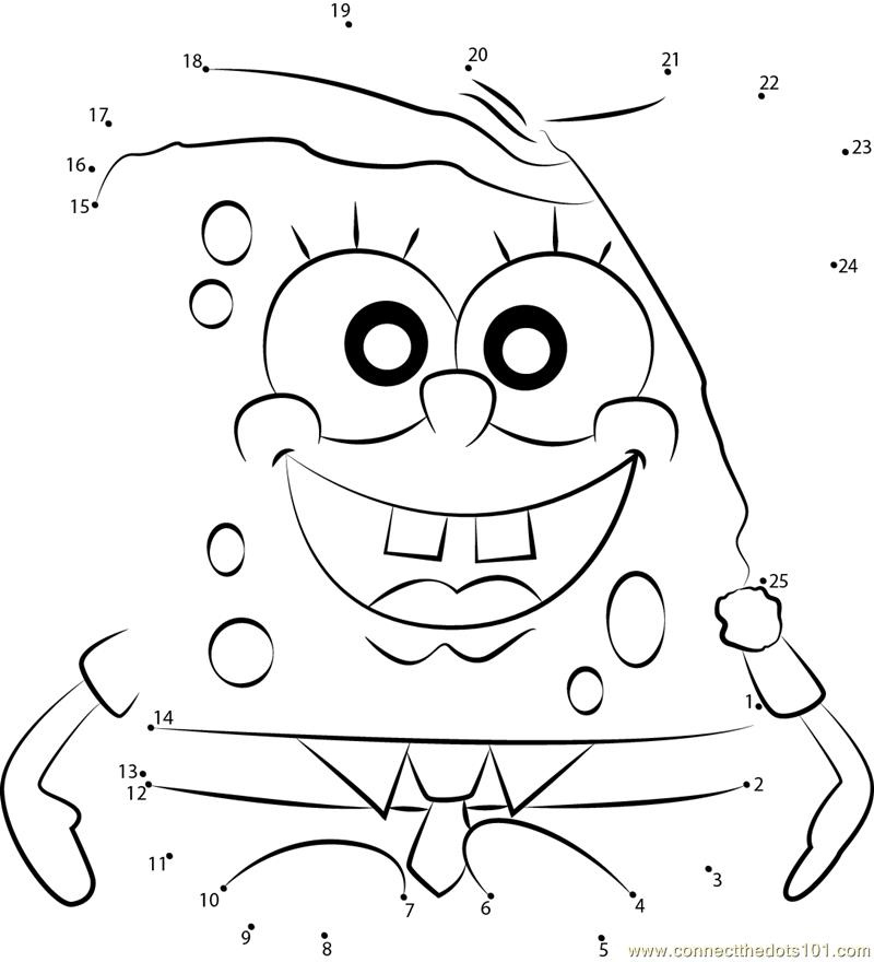 Sponge bob christmas dot to dot printable worksheet