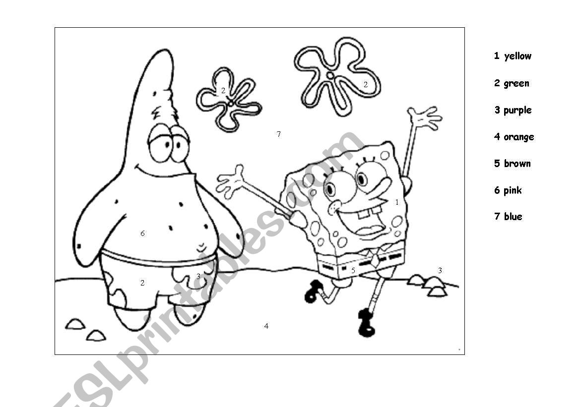 Bob sponge colour by numbers