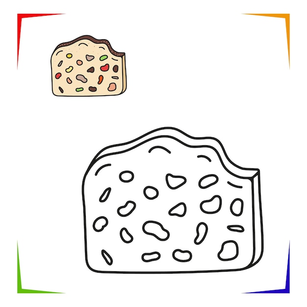 Premium vector candied fruit cake coloring page vector educational worksheet colored by sample paint game