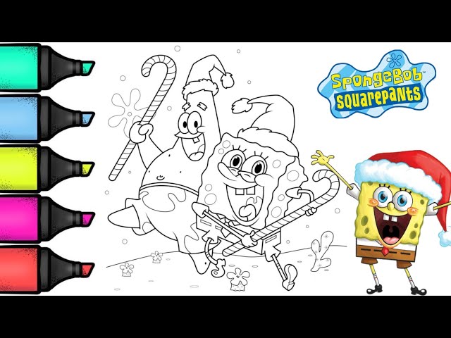 Spongebob squarepants and patric christas coloring for kids coloring spongebob coloringtie