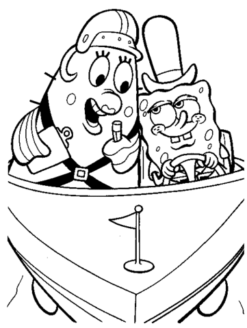 Mrs puff and spongebob in a little boat coloring page free printable coloring pages