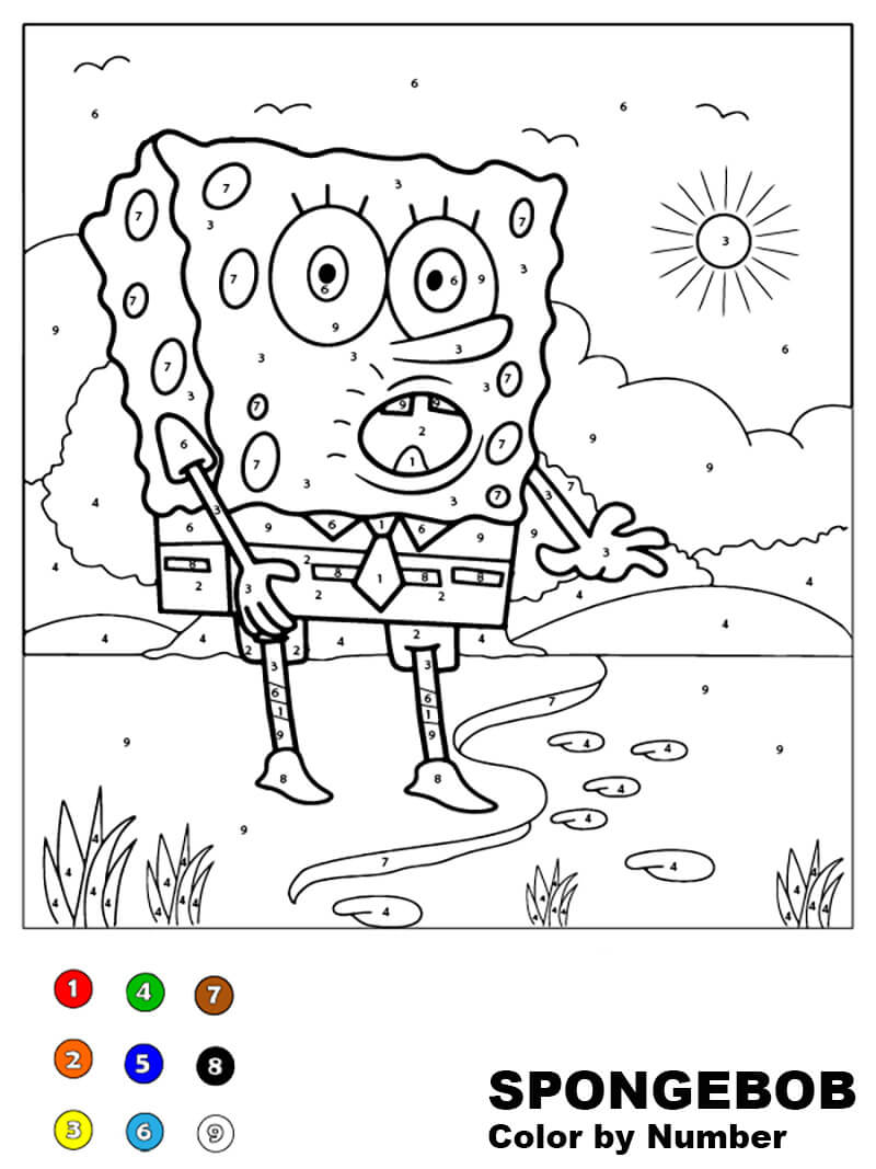 Spongebob color by number