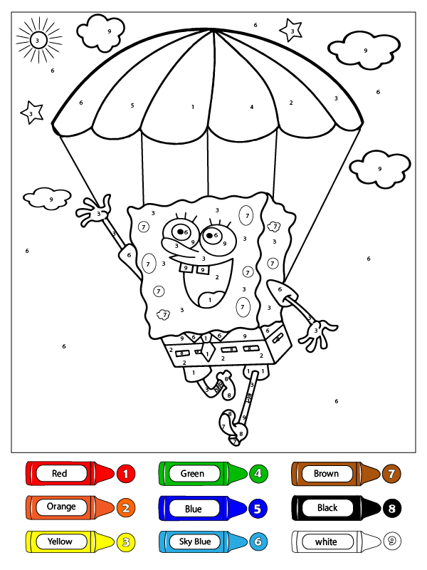 Spongebob color by number malvorlagen
