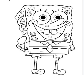 Spongebob multiplication color by number by reecej tpt