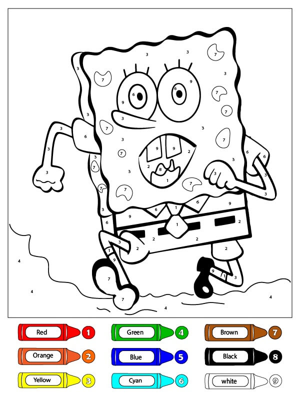 Spongebob color by number coloring pages