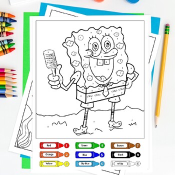 Spongebob math addition spongebob coloring pages color by number