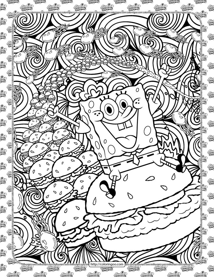 Spongebob and hamburger coloring page high quality free printable pdf coloring drawing painting pages â spongebob coloring cool coloring pages coloring pages