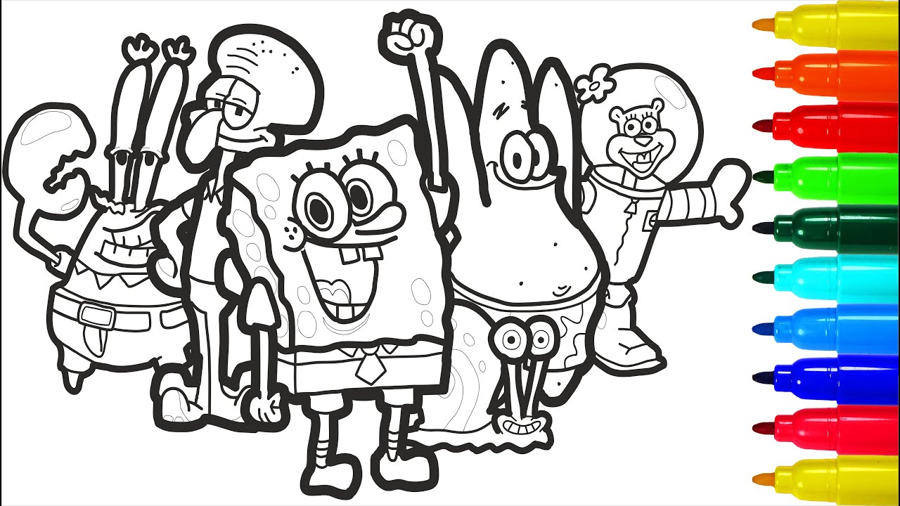 Spongebob good with friends coloring pages