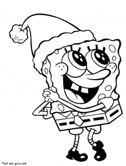 Printable merry christmas spongebob coloring pages