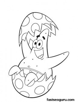 Printable cartoon spongebob patrick easter coloring pages