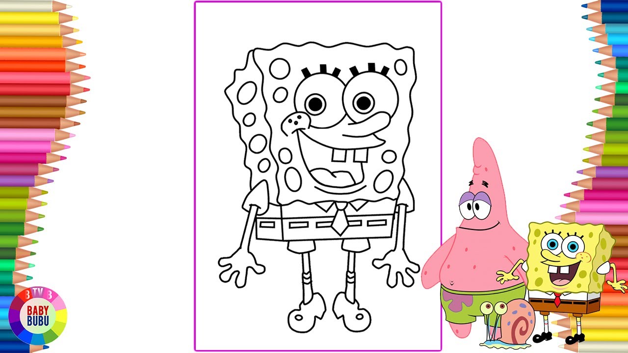 Sponge bob coloring pages happy sponge bob coloring using markers step by step
