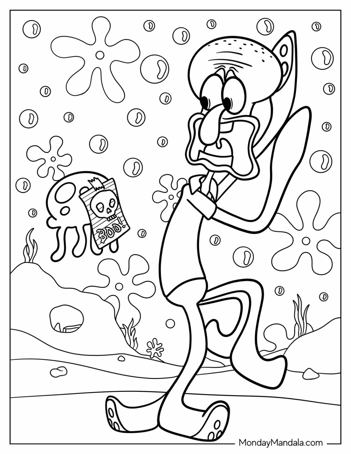 Squidward coloring pages free pdf printables