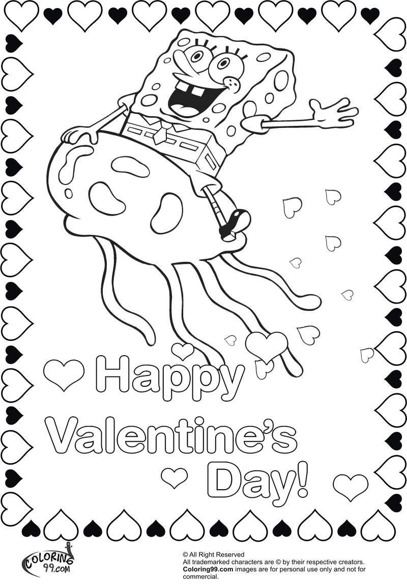 Spongebob coloring pages for valentines day team colors