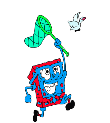 Spongebob and bird coloring pages for kids to color and print
