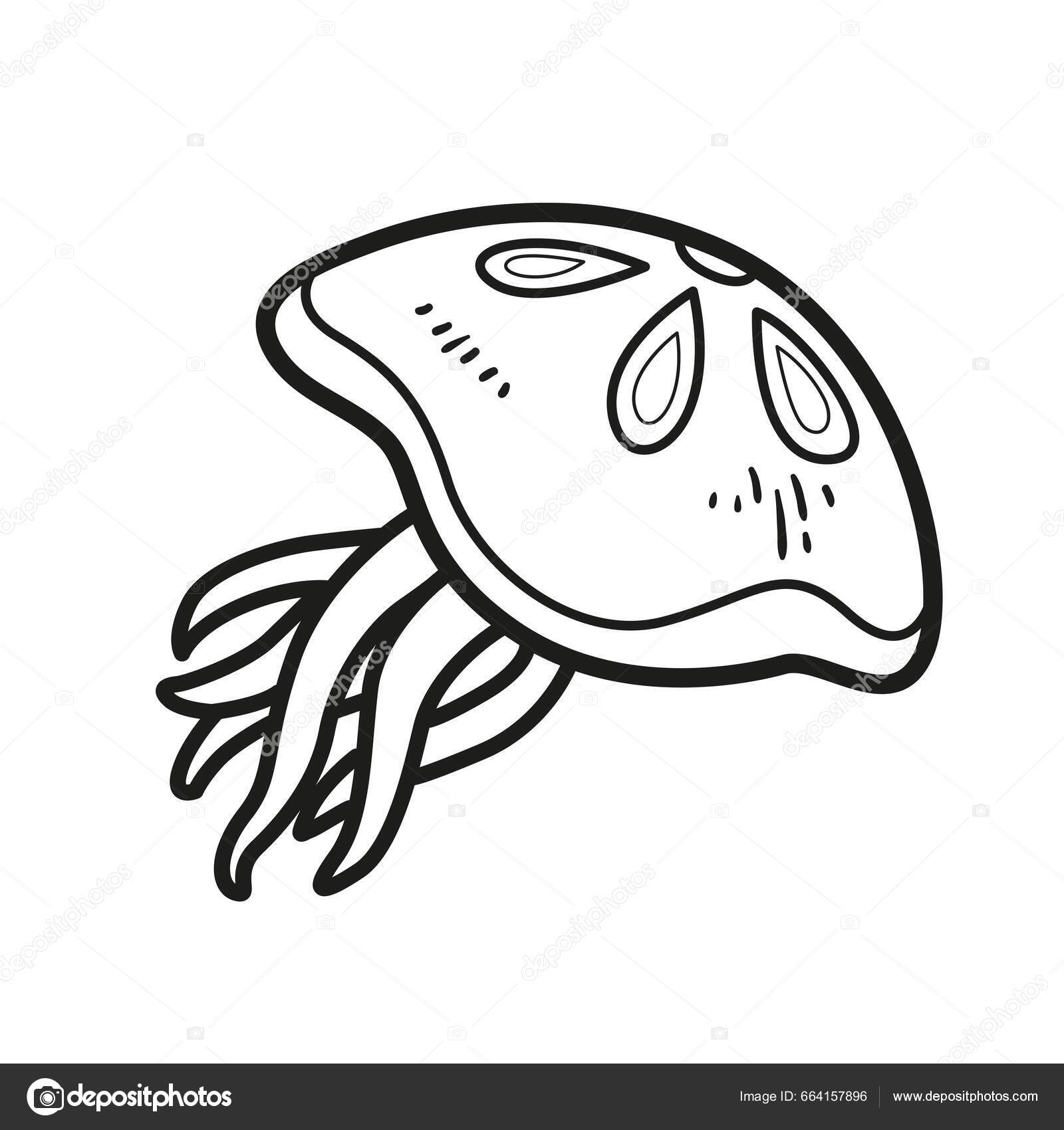 Jellyfish tentacles outlined coloring page isolated white background stock vector by yadviga