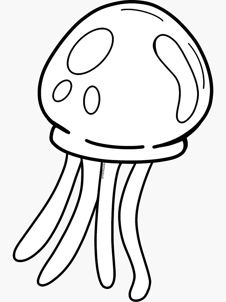 Kawaii jellyfish from spongebob squarepants black and white sticker for sale by merksucks
