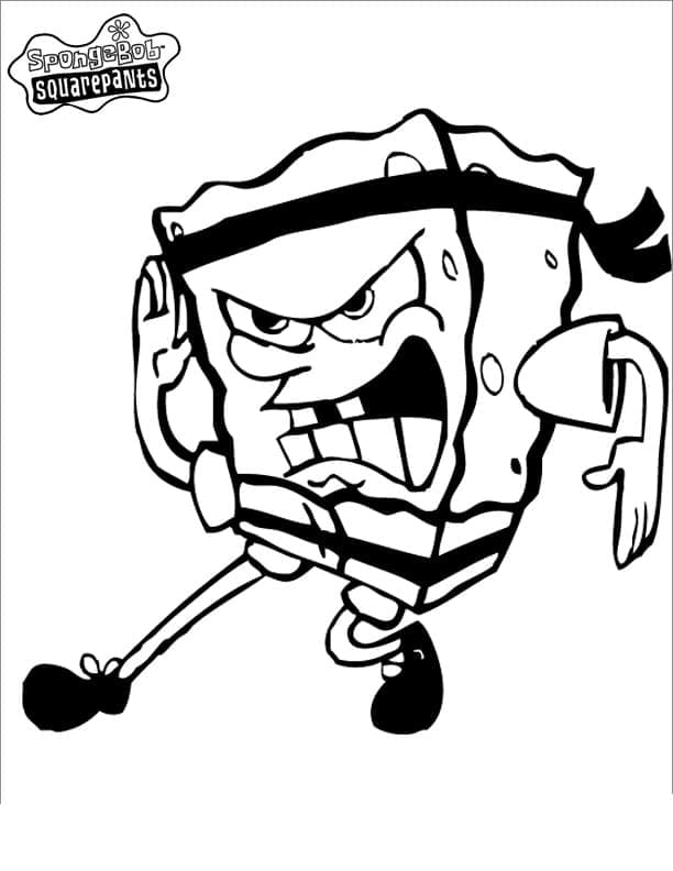 Karate spongebob coloring page