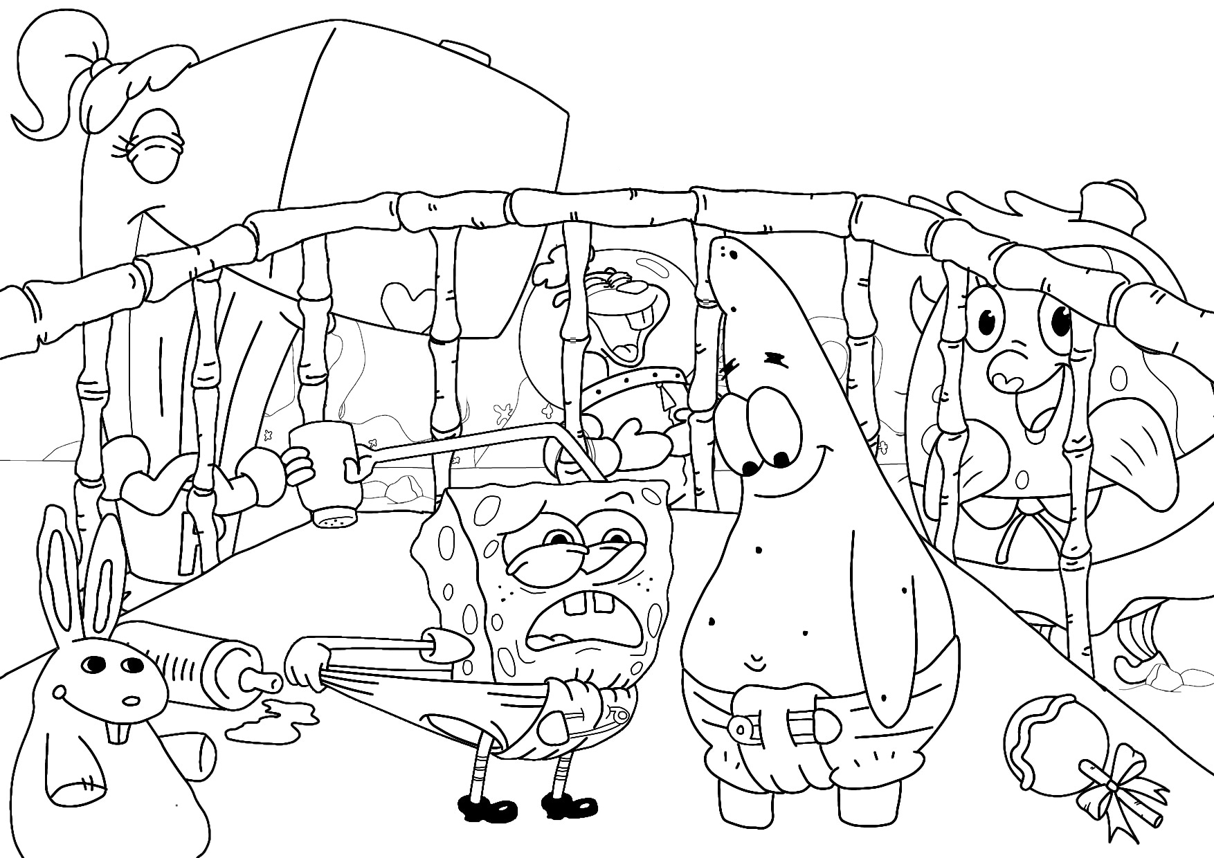 I made a fun spongebob colouring page âºï blank one in second pic if anyone wants to colour it rlittlespace