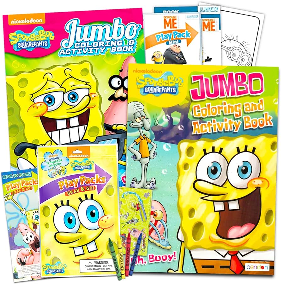 Spongebob squarepants coloring and activity book set with stickers books and play pack toys games